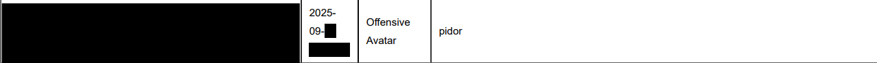 Detail of the first report row, showing the remaining comment column