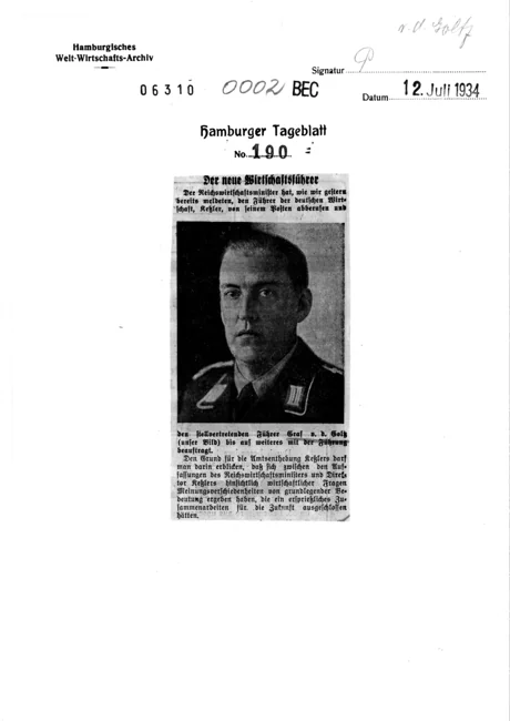 Complete archival sheet: Hamburger Tageblatt, 12 July 1934, document 00002